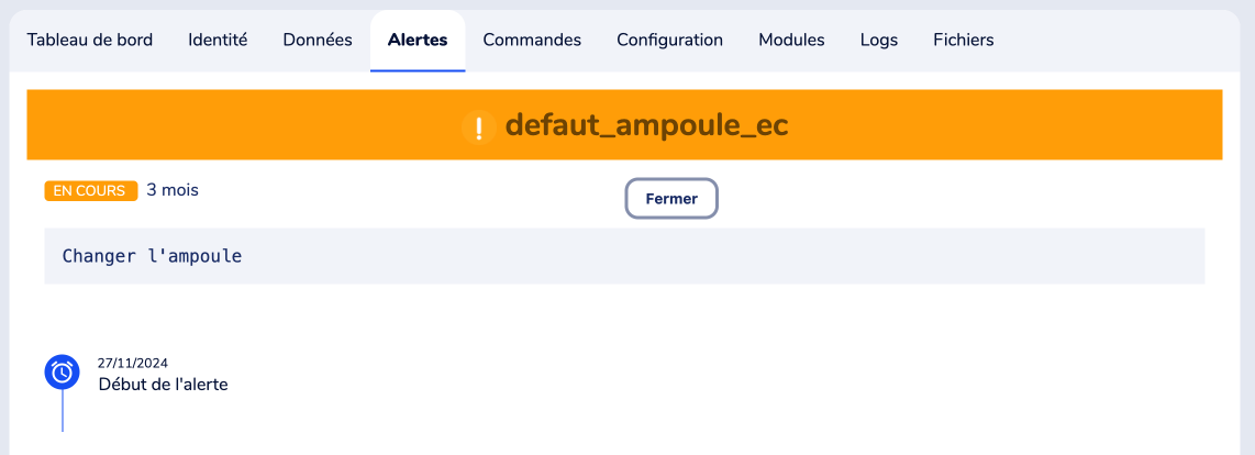 Détail d'un évènement dans Rtower